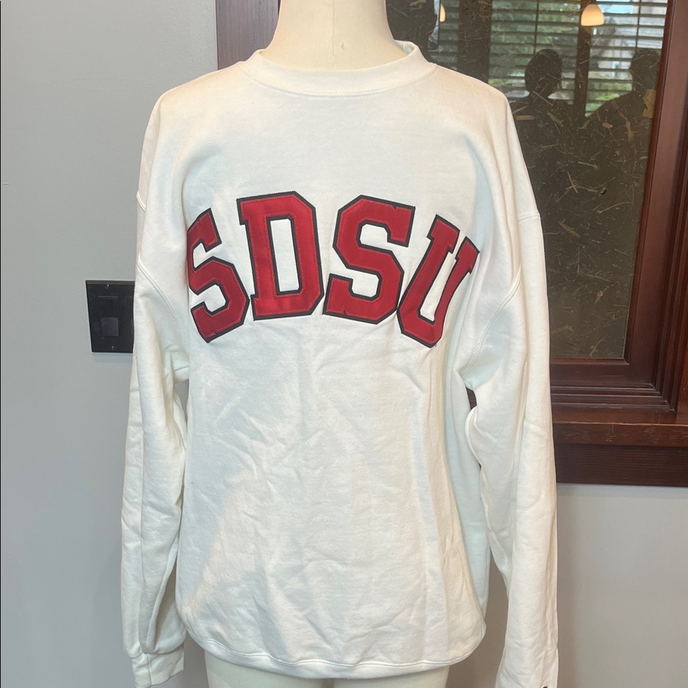 SDSU Women's White and Red Sweater